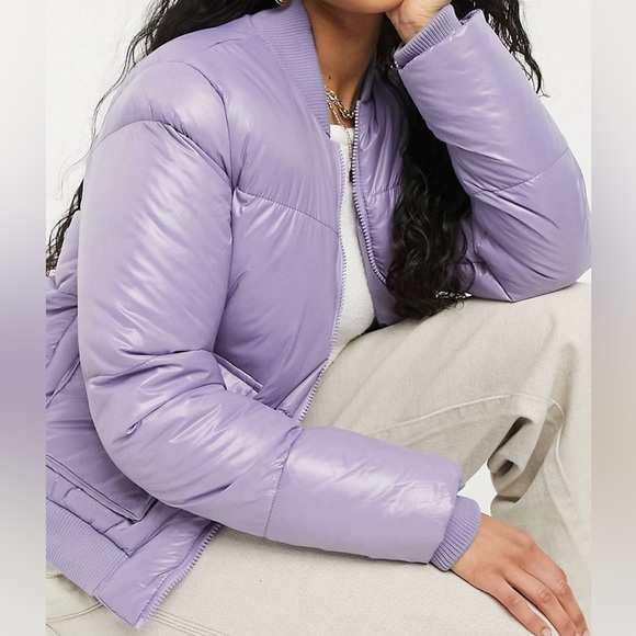 Threadbare lacy high shine  Bomber Jacket size UK 8 - Picture 2 of 5